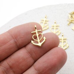 10 Glaube Liebe Hoffnung Anker Charms Anhänger, Gold