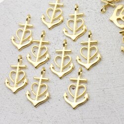 10 Glaube Liebe Hoffnung Anker Charms Anhänger, Gold