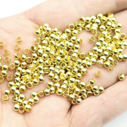 200 Brass Beads, Metal Spacer Beads 4*3 mm (Ø 2,5  mm) Gold