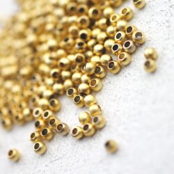 200 Messingperlen 3 mm (Ø 1,5  mm) Matt Gold