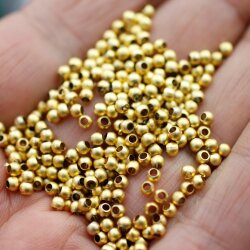 200 Brass Beads, Metal Spacer Beads 3 mm (Ø 1,5  mm) Matt Gold