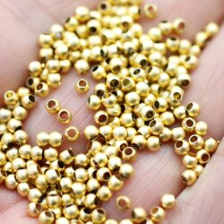 200 Messingperlen 3 mm (Ø 1,5  mm) Matt Gold