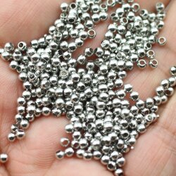 200 Brass Beads, Metal Spacer Beads 3 mm (Ø 1,5  mm), Rhodium Imitation