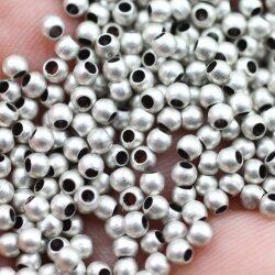 200 Messing Perlen 3 mm (Ø 1,5  mm), Altsilber