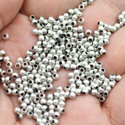 200 Messing Perlen 3 mm (Ø 1,5  mm), Altsilber