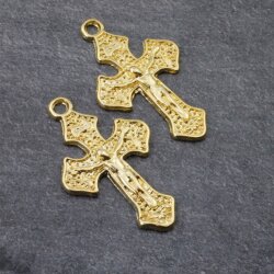 10 Cross Pendant, Crucifix Cross charms, gold