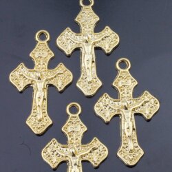 10 Cross Pendant, Crucifix Cross charms, gold