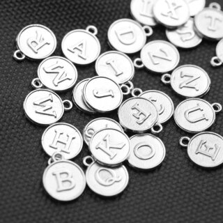 Alphabet LetterCharms, Double Sided Rhodium Imitation