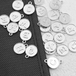 Alphabet LetterCharms, Double Sided Rhodium Imitation