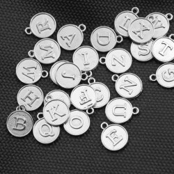 Alphabet LetterCharms, Double Sided Rhodium Imitation