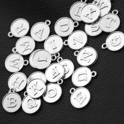 Alphabet LetterCharms, Double Sided Rhodium Imitation