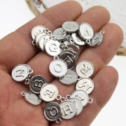 Alphabet LetterCharms, Double Sided Rhodium Imitation