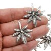 10 Antique Silver Cannabis Charms Pendant