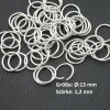 50 Antique Silver Open Split Jump Rings 13 mm 1,2 mm