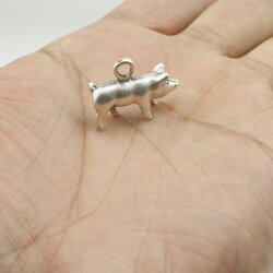5 Antique Silver Pig Charms