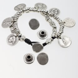 10 Antique Silver Button Clasps for leather and Wrap Bracelets