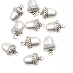 5 Antique Silver Acorn charms