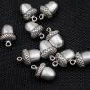 5 Antique Silver Acorn charms