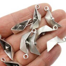 10 Paper Boat charms Antique Silver