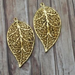 1 Leaf Charms Pendant, Gold