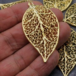 1 Leaf Charms Pendant, Gold