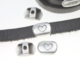 10 Schiebeperle Herz 12*17 mm ( 10*3 mm)