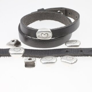 10 Schiebeperle Herz 12*17 mm ( 10*3 mm)