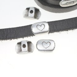 10 Heart Slider Beads 12*17 mm (Ø 10*3 mm)