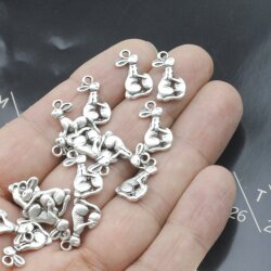 20 Rabbit Bunny Charms Antique Silver