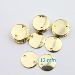 10 Round Disc Stamping Tags Gold, metal stamping, Logo Tags for textiles, bags, hats,  leather and Jewelry Tags