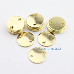 10 Round Disc Stamping Tags Gold, metal stamping, Logo Tags for textiles, bags, hats,  leather and Jewelry Tags