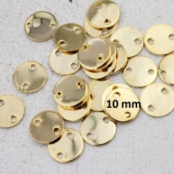 10 Runde Scheibe 10 mm Logo Gold Messing Blank Stamping...