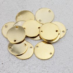 10 Scheiben Ø 16 mm Verbinder Blank Logo Plättchen Gold Messing