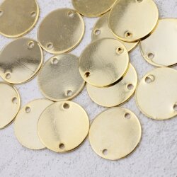 10 Scheiben Ø 16 mm Verbinder Blank Logo Plättchen Gold Messing
