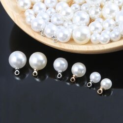 30 Half hole Pearl Beads Connectors Charms Beads Caps, Peg bail, Brass Cup Pearl