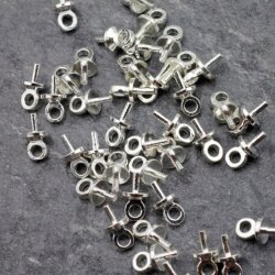 30 Half hole Pearl Beads Connectors Charms Beads Caps, Peg bail, Brass Cup Pearl