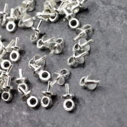 30 Half hole Pearl Beads Connectors Charms Beads Caps, Peg bail, Brass Cup Pearl