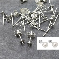 10 Pairs Earring Findings Stud Earring Post Cup Pin Pearl...