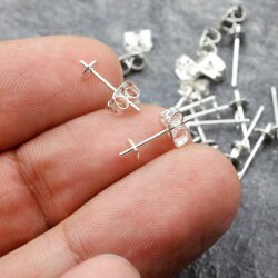 10 Pairs Earring Findings Stud Earring Post Cup Pin Pearl...