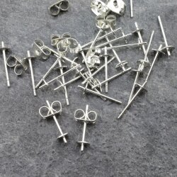 10 Pairs Earring Findings Stud Earring Post Cup Pin Pearl Setting