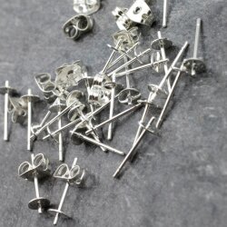 10 Pairs Earring Findings Stud Earring Post Cup Pin Pearl Setting