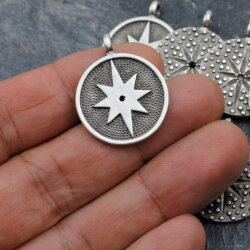 5 Pole Star, North Star Pendant, Medallion Pendant