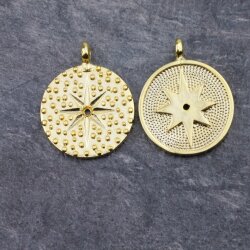 5 pcs. Pole Star, North Star Pendant, Medallion Pendant, gold