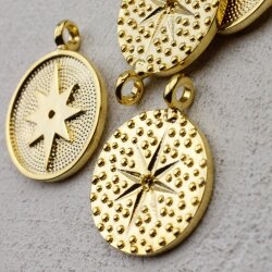 5 pcs. Pole Star, North Star Pendant, Medallion Pendant, gold