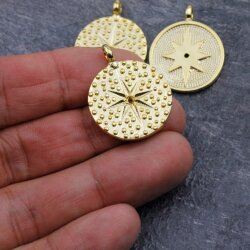 5 pcs. Pole Star, North Star Pendant, Medallion Pendant, gold