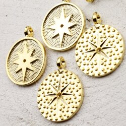 5 pcs. Pole Star, North Star Pendant, Medallion Pendant, gold