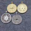 5 pcs. Pole Star, North Star Pendant, Medallion Pendant, gold