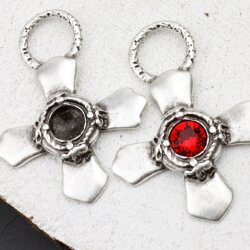 Kreuz Anhänger Fassung für 8 mm Chatons Kristalle, Altsilber