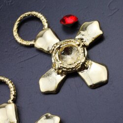 Kreuz Anhänger Fassung für 8 mm Chatons Kristalle, Gold