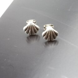 5 Pairs Shell Earrings, Seashell Stud Earrings, antique silver